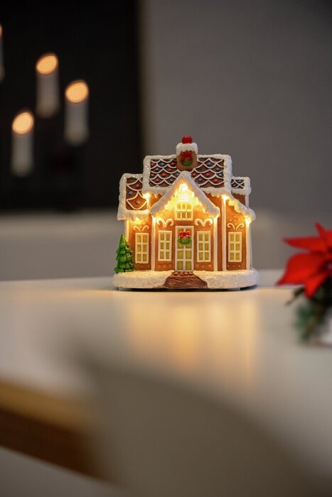 Juldekor Pepparkakshus 9 LED Konstmide